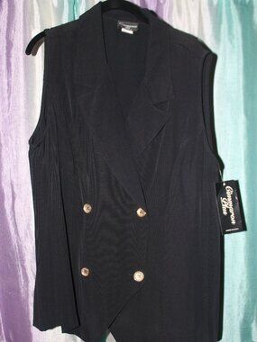 Cimmaron Plus Black Sleeveless Blazer Vest USA Made